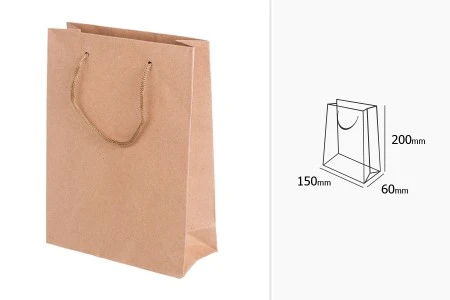Papirna kraft poklon kesica 150x60x200mm sa pertlom širine 3 mm - 12 kom-2