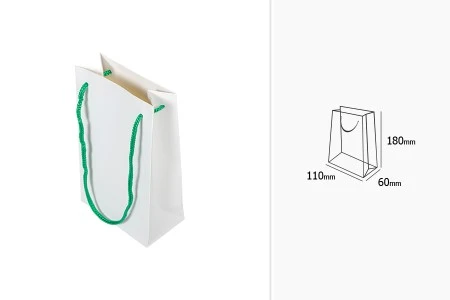 Papirna bela poklon kesa 110x60x180mm sa zelenom drškom - 20 kom-2