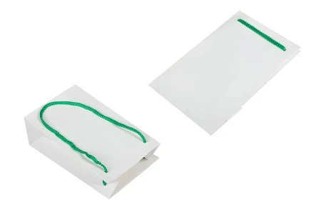 Papirna bela poklon kesa 110x60x180mm sa zelenom drškom - 20 kom-3