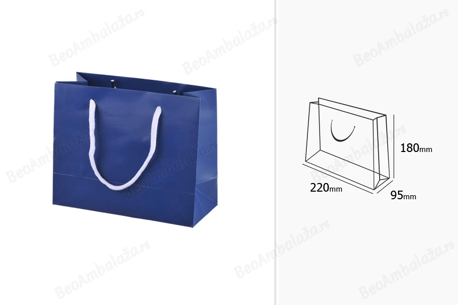 Papirna poklon kesa 220x95x180mm sa pamučnim ručkama, u dve boje - 20 kom-dimenzije_slike