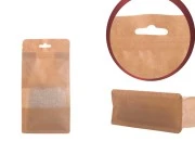 Kraft DoyPack kesice sa zip zatvaranjem, prozorom, Eurohole otvorom, unutrašnjom i spoljašnjom providnom oblogom i sa mogućnošću termo zatvaranja 100x60x200mm - 50kom