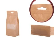 Kraft DoyPack kesice sa zip zatvaranjem, prozorom, Eurohole otvorom, unutrašnjom i spoljašnjom providnom oblogom i sa mogućnošću termo zatvaranja 100x60x200mm - 50kom