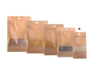 Kraft DoyPack kesice sa zip zatvaranjem, prozorom, Eurohole otvorom, unutrašnjom i spoljašnjom providnom oblogom i sa mogućnošću termo zatvaranja 100x60x200mm - 50kom