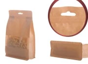 Kraft DoyPack kesice sa zip zatvaranjem, prozorom, Eurohole otvorom, unutrašnjom i spoljašnjom providnom oblogom i sa mogućnošću termo zatvaranja 160x80x260mm - 50kom