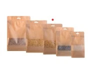 Kraft DoyPack kesice sa zip zatvaranjem, prozorom, Eurohole otvorom, unutrašnjom i spoljašnjom providnom oblogom i sa mogućnošću termo zatvaranja 160x80x260mm - 50kom