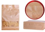 Kraft DoyPack kesice sa zip zatvaranjem, ventilom, prozorom, Eurohole otvorom, unutrašnjom i spoljašnjom providnom oblogom i sa mogućnošću termo zatvaranja 160x80x260mm - 25kom Kraft DoyPack kesice sa zip zatvaranjem, ventilom, prozorom, Eurohole otvorom, unutrašnjom i spoljašnjom providnom oblogom i sa mogućnošću termo zatvaranja 160x80x260mm - 25kom