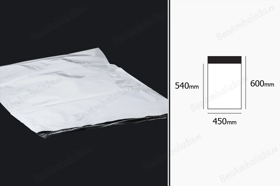 Plastična bela PE kesa 450x600mm sa samolepljivim zatvaranjem, za slanje poštom - 100 kom-dimenzije_slike