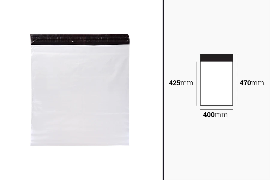 Bela plastična PE kesa 400x470mm sa samolepljivim zatvaranjem, za slanje poštom - 100 kom-dimenzije_slike