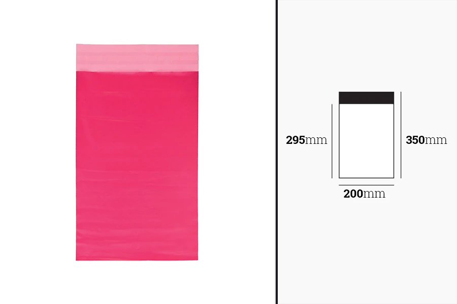 Roze plastična PE kesa 200x350mm sa samolepljivim zatvaranjem, za slanje poštom - 100 kom-dimenzije_slike
