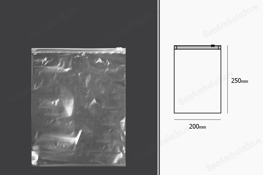 Providna plastična (PE) kesica 200x250mm sa patent zatvaranjem - 50 kom-dimenzije_slike