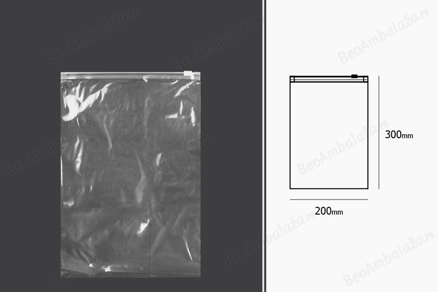 Providna plastična (PE) kesica 200x300mm sa patent zatvaranjem - 50 kom-dimenzije_slike