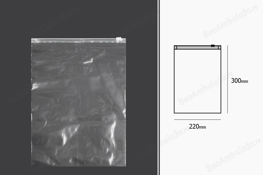 Providna plastična (PE) kesica 220x300mm sa patent zatvaranjem - 50 kom-dimenzije_slike