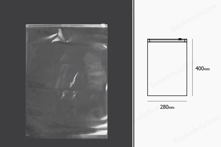 Providna plastična (PE) kesica 280x400mm sa patent zatvaranjem - 50 kom-dimenzije_slike