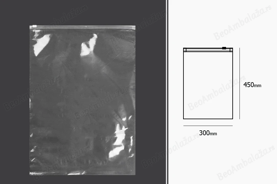 Providna plastična (PE) kesica 300x450mm sa patent zatvaranjem - 50 kom-dimenzije_slike