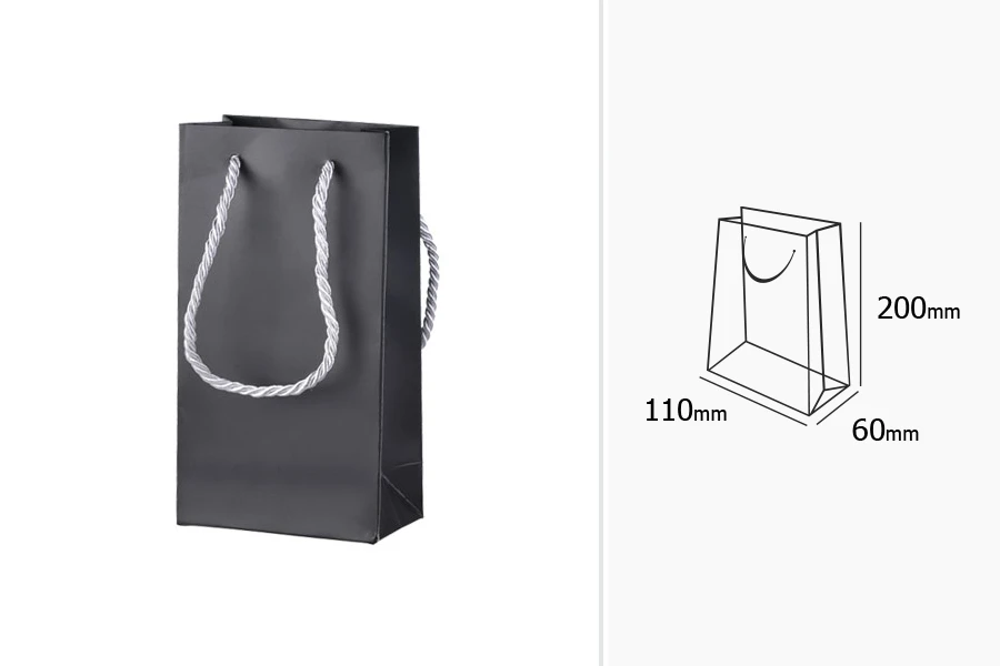 Crna mat ukrasna kesa 110x60x200mm sa srebrnim ručkama 6mm - 10 kom
