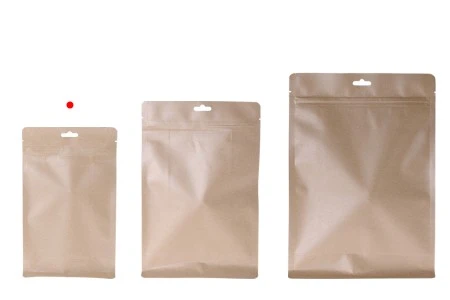 Kraft DoyPack kesice sa zip zatvaranjem, unutrašnjom aluminijumskom oblogom, Eurohole otvorom i sa mogućnošću termo zatvaranja 140x70x230 mm – 50kom-3