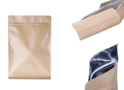 Kraft DoyPack kesice sa zip zatvaranjem  200x80x300 mm, bez rupe, sa unutrašnjom aluminijumskom oblogom, četvrtastim dnom i sa mogućnošću termo zatvaranja – 50 kom-slika_proizvoda