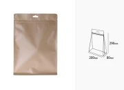 Kraft DoyPack kesice sa zip zatvaranjem, unutrašnjom aluminijumskom oblogom, Eurohole otvorom i sa mogućnošću termo zatvaranja 200x80x290 mm – 50kom Kraft DoyPack kesice sa zip zatvaranjem, unutrašnjom aluminijumskom oblogom, Eurohole otvorom i sa mogućnošću termo zatvaranja 200x80x290 mm – 50kom