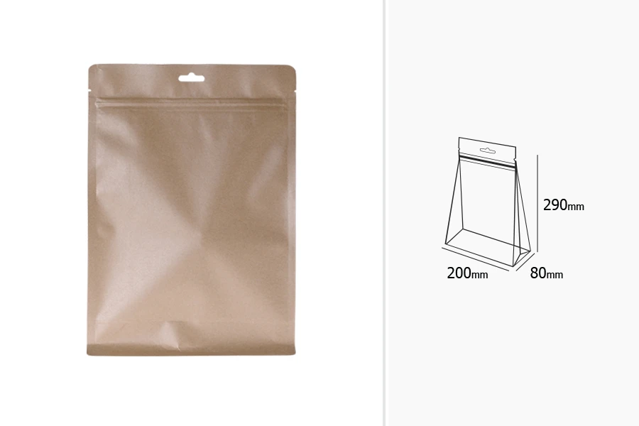 Kraft DoyPack kesice sa zip zatvaranjem, unutrašnjom aluminijumskom oblogom, Eurohole otvorom i sa mogućnošću termo zatvaranja 200x80x290 mm – 50kom Kraft DoyPack kesice sa zip zatvaranjem, unutrašnjom aluminijumskom oblogom, Eurohole otvorom i sa mogućnošću termo zatvaranja 200x80x290 mm – 50kom