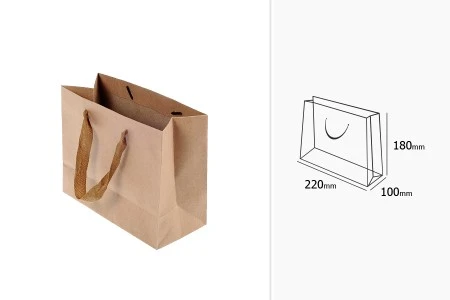Papirna kraft ekološka kesa 220x100x180mm, sa braon trakom širine 20mm - 20 kom-2