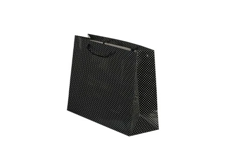 Papirna crna kesa za poklon sa belim tačkicama 370x130x280mm - 12 kom-1