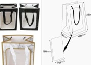 Papirna poklon kesa 180x130x250 mm sa prozorom i trakom - 12 kom