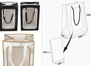 Papirna poklon kesa 200x160x300mm sa prozorom i trakom - 12 kom