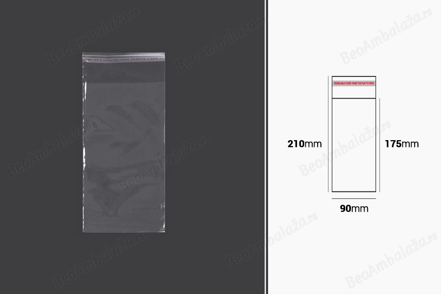 Plastična providna kesica 90x210mm sa samolepljivim zatvaranjem - 1000 kom-slika_proizvoda