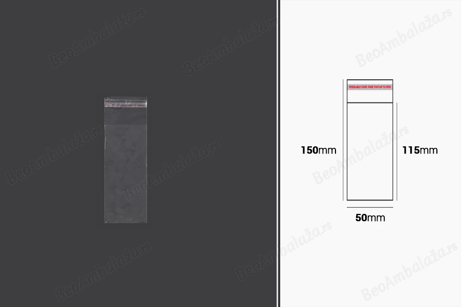 Plastična providna kesica 50x150mm sa samolepljivim zatvaranjem - 1000 kom-slika_proizvoda