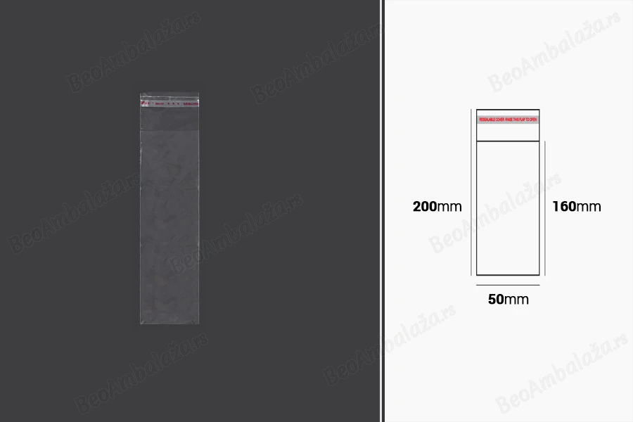 Plastična providna kesica 50x200mm sa samolepljivim zatvaranjem - 1000 kom-slika_proizvoda