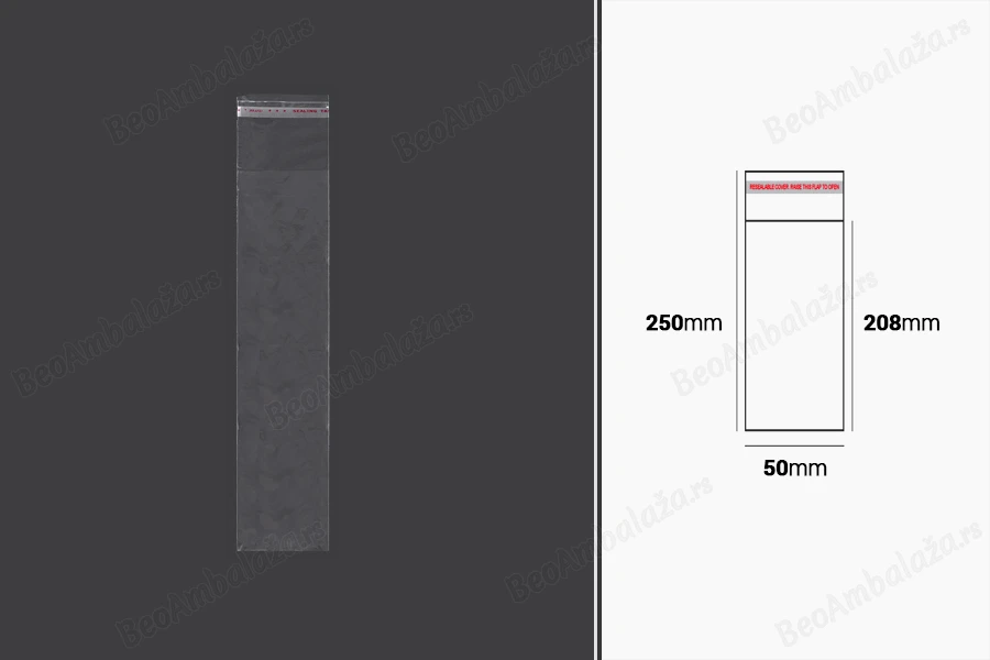 Plastična providna kesica 50x250mm sa samolepljivim zatvaranjem - 1000 kom-slika_proizvoda
