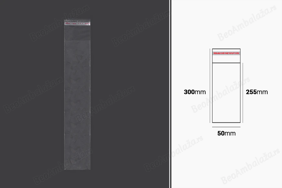 Plastična providna kesica 50x300mm sa samolepljivim zatvaranjem - 1000 kom-slika_proizvoda
