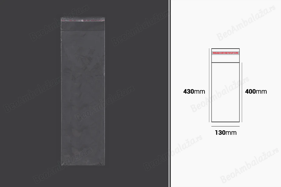 Plastična providna kesica 130x430mm sa samolepljivim zatvaranjem - 1000 kom-slika_proizvoda