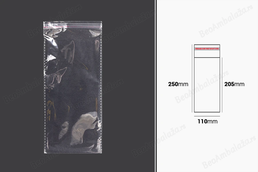 Providna kesa 110x250mm sa samolepljivim zatvaranjem - 1000 kom-dimenzije_slike