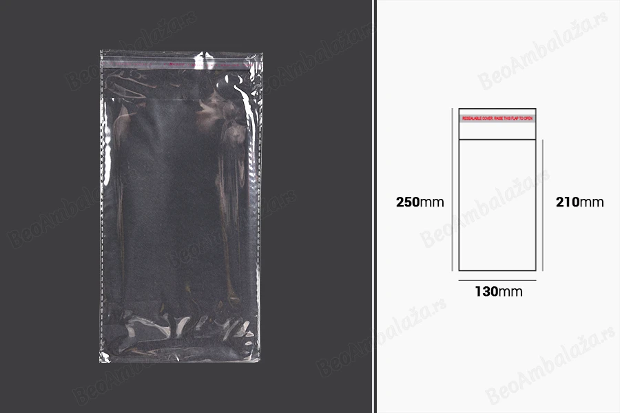 Providna kesa 130x250mm sa samolepljivim zatvaranjem - 1000 kom-dimenzije_slike