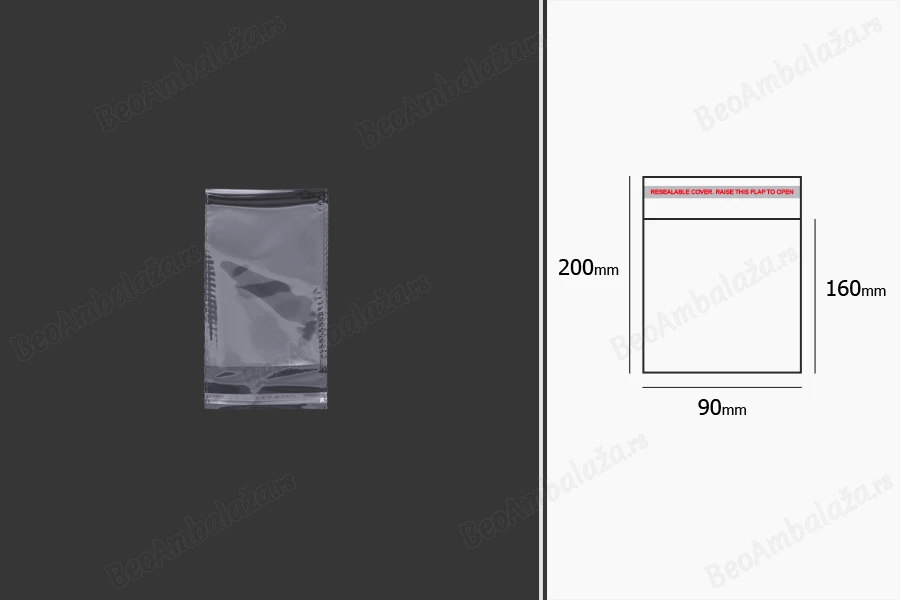 Plastična providna kesica 90x200mm sa samolepljivim zatvaranjem - 1000 kom-dimenzije_slike