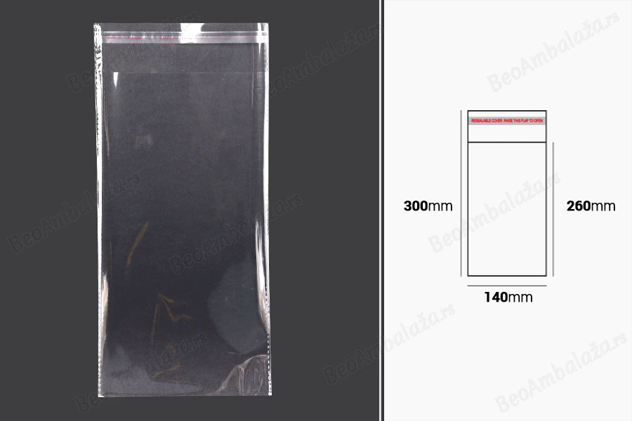Providna kesa 140x300mm sa samolepljivim zatvaranjem - 1000 kom-dimenzije_slike
