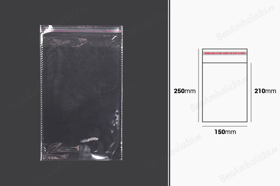 Providna kesa 150x250mm sa samolepljivim zatvaranjem - 1000 kom-dimenzije_slike