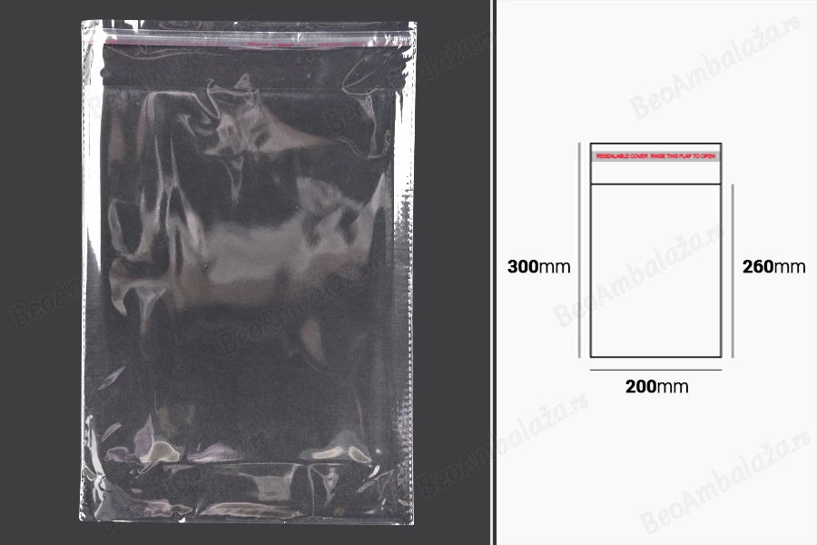 Providna kesa 200x300mm sa samolepljivim zatvaranjem - 1000 kom-dimenzije_slike