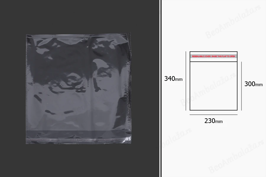 Plastična providna kesica 230x340mm sa samolepljivim zatvaranjem - 1000 kom-dimenzije_slike