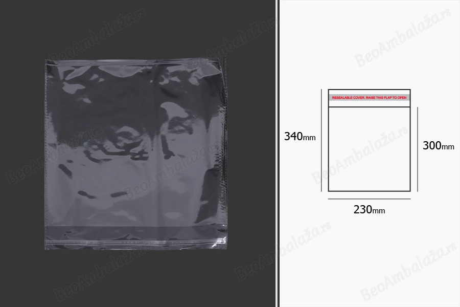 Plastična providna kesica 230x340mm sa samolepljivim zatvaranjem - 1000 kom-dimenzije_slike