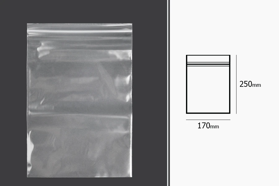 Plastična kesica 170x250mm, providna i sa belim zip zatvaračem - 100 kom Plastična kesica 170x250mm, providna i sa belim zip zatvaračem - 100 kom