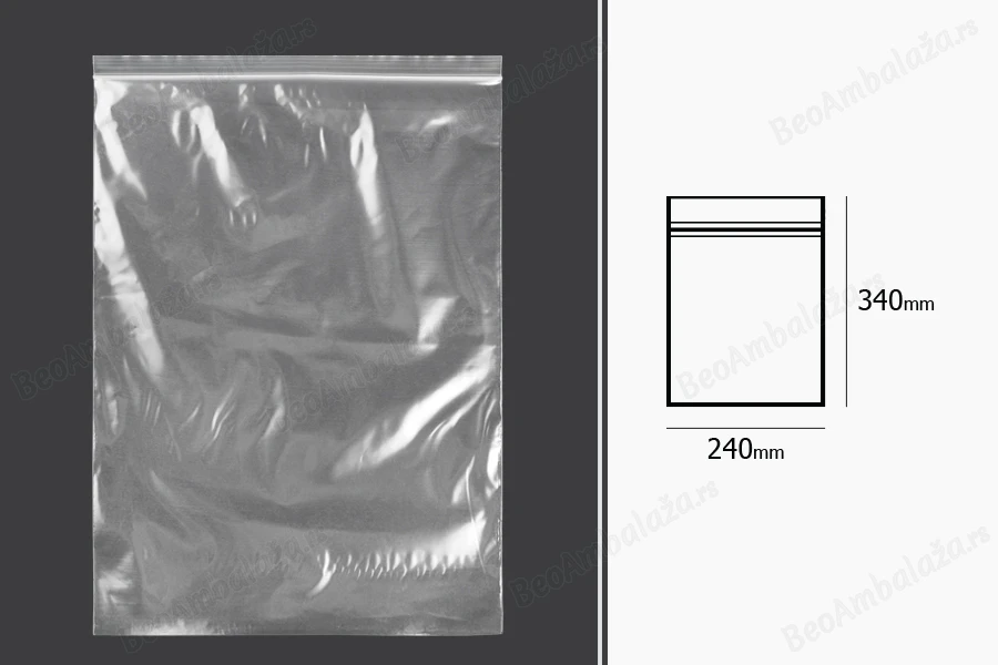Plastična kesica 240x340mm, providna i sa belim zip zatvaračem - 100 kom-dimenzije_slike