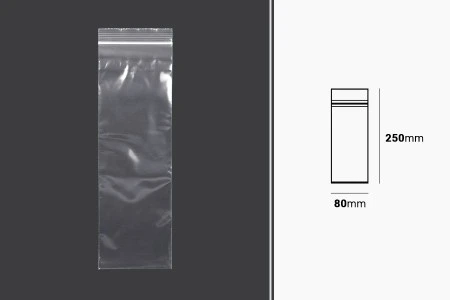 Plastična kesica 80x250mm, providna i sa belim zip zatvaračem - 100 kom-2