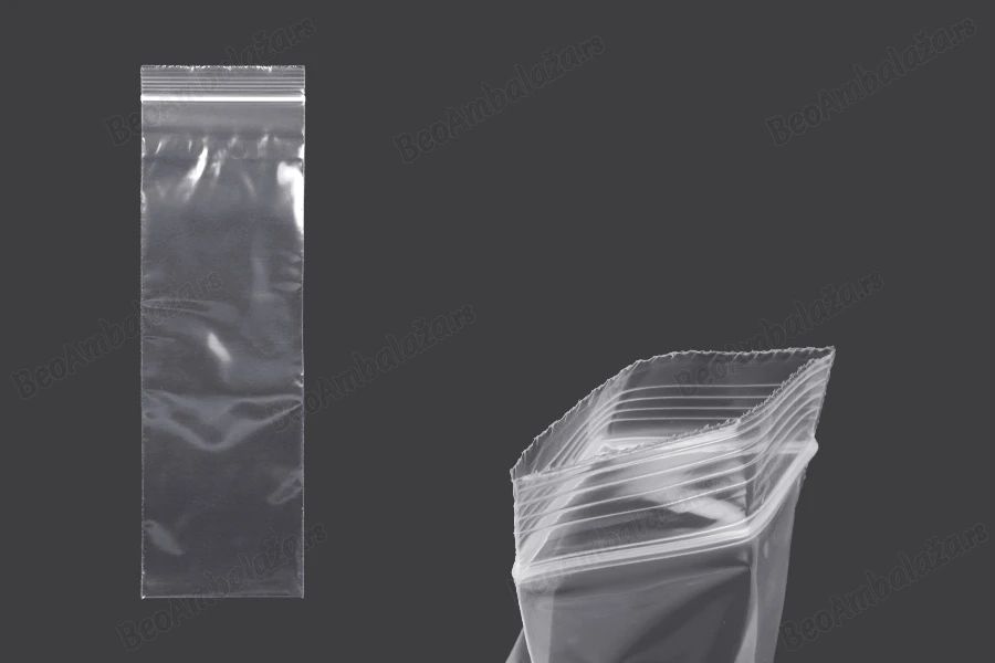 Plastična kesica 80x250mm, providna i sa belim zip zatvaračem - 100 kom-slika_proizvoda