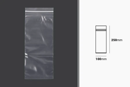 Plastična kesica 100x250mm, providna i sa belim zip zatvaračem - 100 kom-2