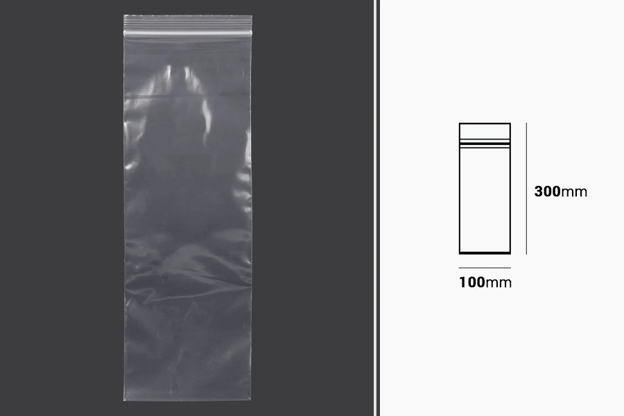 Plastična kesica 100x300mm, providna i sa belim zip zatvaračem - 100 kom-dimenzije_slike
