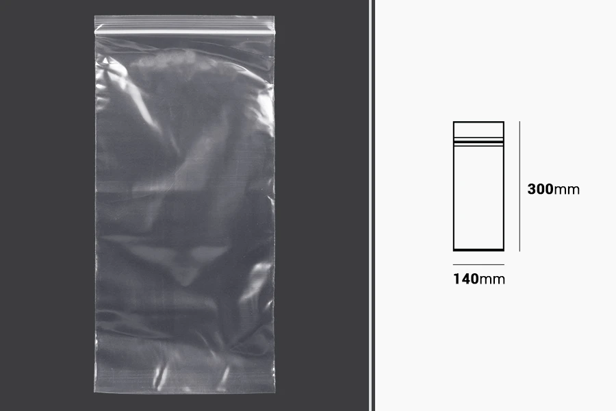 Plastična kesica 140x300mm, providna i sa belim zip zatvaračem - 100 kom-dimenzije_slike