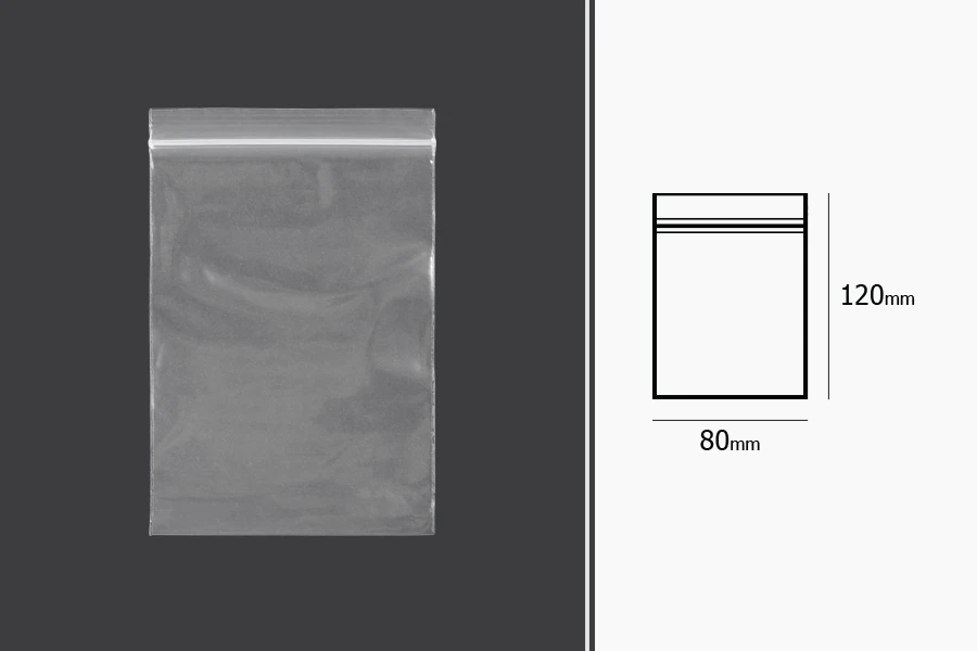 Plastična kesica 80x120mm, providna i sa belim zip zatvaračem - 500 kom-dimenzije_slike