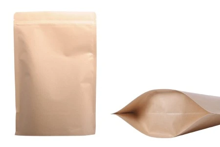 Kraft DoyPack kesice sa zip zatvaranjem, unutrašnjom aluminijumskom oblogom, ovalnim dnom i sa mogućnošću termo zatvaranja 200x50x300 mm – 50 kom-1